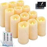 TOSUTO Vela impermeable para exteriores,Pack de 12 LED Velas sin Llama,llamas LED parpadeantes Efecto,con Mando a Distancia y Temporizador Velas Decorativas de pilas para Decoración,Bodas,Navidad