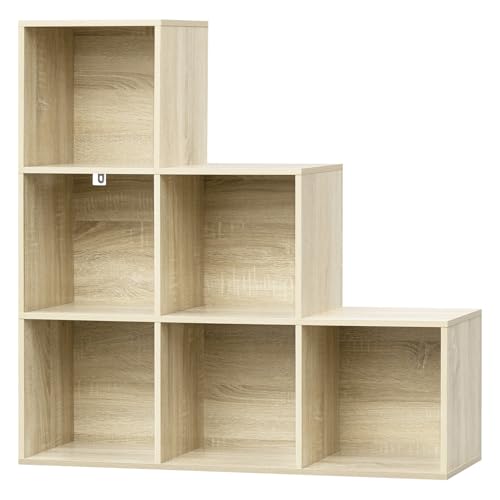 Bibliothèque 6 cubes chêne clair 90x30x90 WOLTU