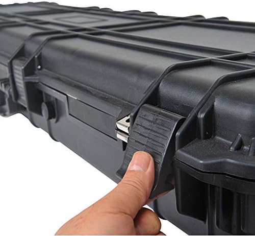 MEIJIA Portable Rolling Waterproof All Weather Hard Rifle Case with Wheels,Customized Foam Inserted, Elegant Black,38.34x17.87x6.22inches