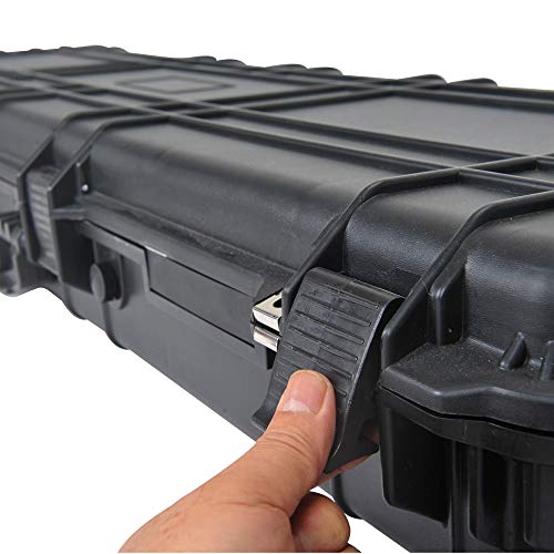 Meijia Portable Rolling Waterproof All Weather Rifle Hard Case With Wheels,Soft Handle Grip,Customizable Fit Foam Inserted,38.34X17.87X6.22Inches (Black) #TOP4