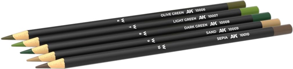 AK AK10040 Watercolor Pencil Set Green and Brown CAMOUFLAGES (5 Colors)