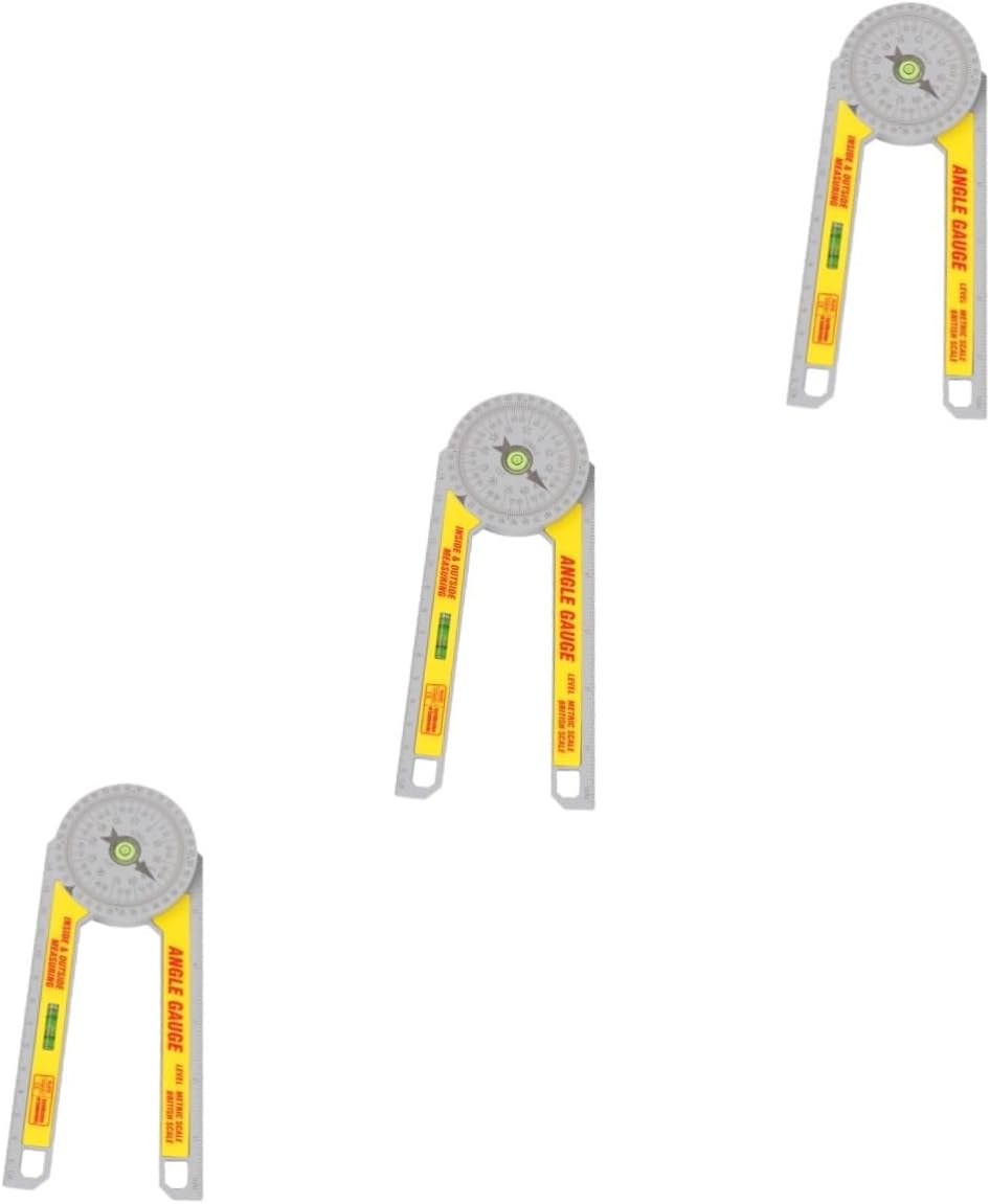 DOITOOL 3pcs Angle Ruler Protractor for Precision Woodworking Yellow Angle Measuring Tool for Carpenters and Craftsmen Scale for Accurate Cuts