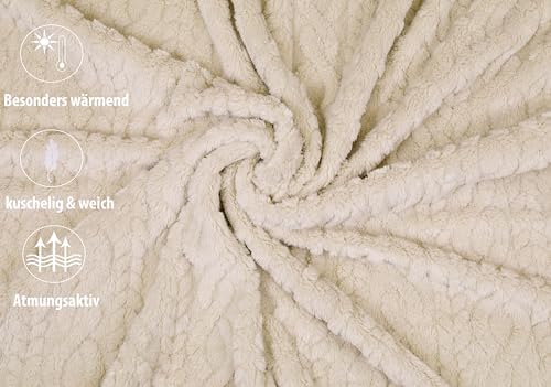 Betz Koc do mieszkania BOZEN ornament, przytulny koc, puszysty, rozmiar XXL, 150 x 200 cm, kolor taupe