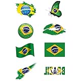 Kopexis ブラジル国旗ステッカー 一時的 タトゥーシール 国旗ステッカー 球技用 子供 大人 パーティー フェスティバル用 サッカー試合 ワールドカップ用