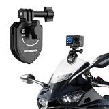 Walking Way Supporto a Clip per Parabrezza Motociclistico, per GoPro Hero 13/Max, Insta360 Ace Pro 2/X5, DJI Osmo 360/Action, Staffa a Morsetto Lega Alluminio, Accessorio Fotocamera per Riprese POV