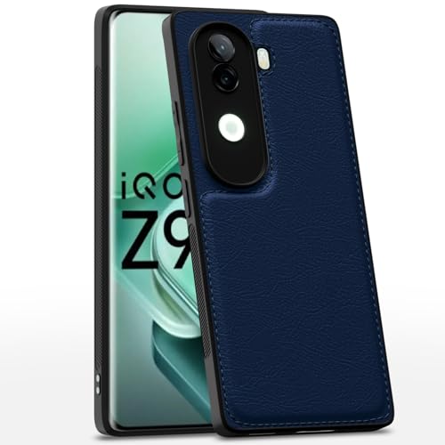 Image of Pikkme Back Cover| Flexible Pu Leather | Full Camera Protection | Raised Edges | Super Soft-Touch | Bumper Case for Vivo V40e / iQOO Z9s 5G (Blue)