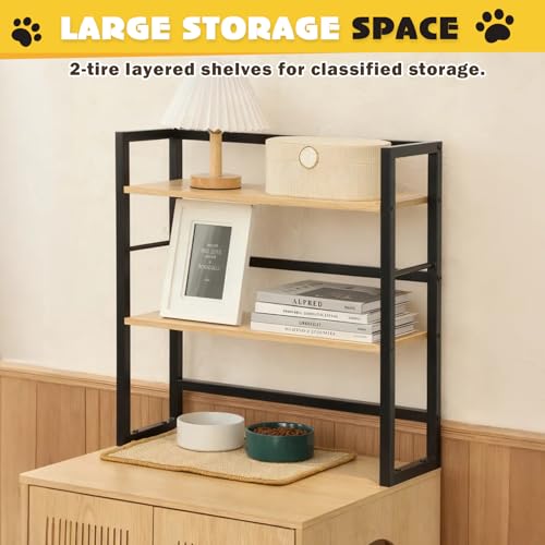 Mueble encerramiento para arenero de gato con estantes y puerta miniatura 4