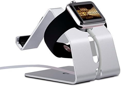 UniqueKay 2 in 1 iPhone Stand,Apple Wacth Charging Stand Aluminium Phone Dock for Smartphone and Tablets (Silver) by UniqueKay