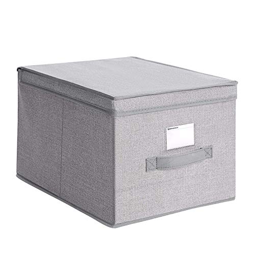 SONGMICS 3 st. set Opbergbox met deksel, stoffen vouwboxen met etikethouder, stoffen box, kubus, 40 x 30 x 25 cm… - Image 8