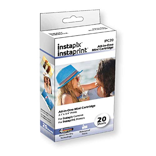 Minolta Instaprint Cartridges - 2 Pack, 20 Total Prints - Compatible with Instapix Cameras & Kodak 4Pass 2x3 Instant Print Cameras, 6x4 Inch Color Prints, Bluetooth Connectivity (One Color)