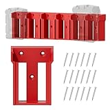 SWER 6 Pack M18 Battery Holder, Compatible with Milwaukee M18, Wall Mount Battery Storage Tool Holder, Red