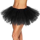 Zando Tutus for Women Halloween Costumes Cosplay Witch Black Mesh Skirt Adult Tutu Dress Elastic Layered Tulle Skirts for Teens Girls Swan Princess Costume Women Ballet Skirt 01 Black Tutu One Size