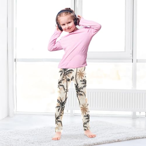 Vintage Tropical Palm Tree Girls Leggings Soft Stretch Workout Yoga Dance Pants for Kids Casual Tights4