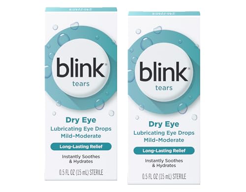 Blink Tears Lubricating Eye Drops, Eye Care for Mild to Moderate Dry Eyes, Hyaluronate for Boosting Hydration, Moisturizing & Soothing Eye Drops for Dry Eyes, 0.5 fl oz (Pack of 2)