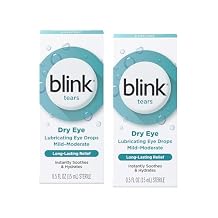 BLINK Tears Lubricating Eye Drops, Eye Care for Mild to Moderate Dry Eyes, Hyaluronate for Boosting Hydration, Moisturizing & Soothing Eye Drops for Dry Eyes, 0.5 fl oz Pack of 2