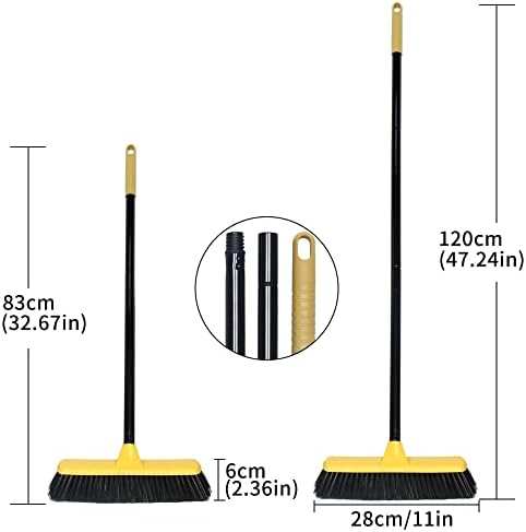 Floor Scrubbing Brush with Soft Bristles - 12.2 inch Wide - Floor Scrubber Indoor Long Handle Cleaning Brush Push Broom for Home Kitchen Bathroom Tub Decking Patio Grout Tile