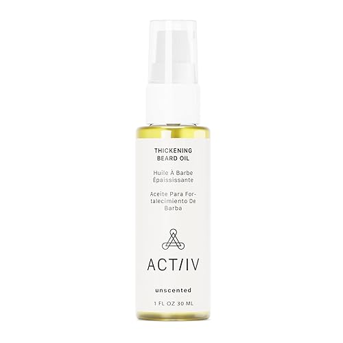 ACTIIV Thickening Beard Oil  Promotes Thicker Fuller Beard Growth, Nourishes & Softens Facial Hair, Lightweight Non-Greasy Formula, Vegan,