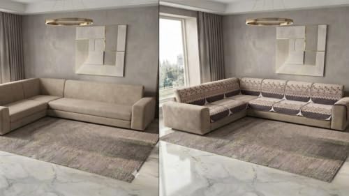 Image of L Shape Sofa Cover 3+2 Seater Pack of 14 (Coffee Aura)