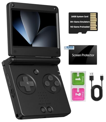 RG SP Retro Handheld Game Console , RGSP Flip Portable Game Console 3.4 Inch IPS Screen H700 Linux 64-bit System Support WiFi Bluetooth 16G SD Card 30+ Game Emulators No Game Preloaded(Graphite)
