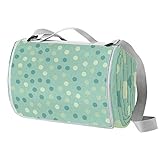 Anmarco Picknickdecke mit grünen Punkten, wasserdicht, faltbar, für Strand, Camping, Wandern