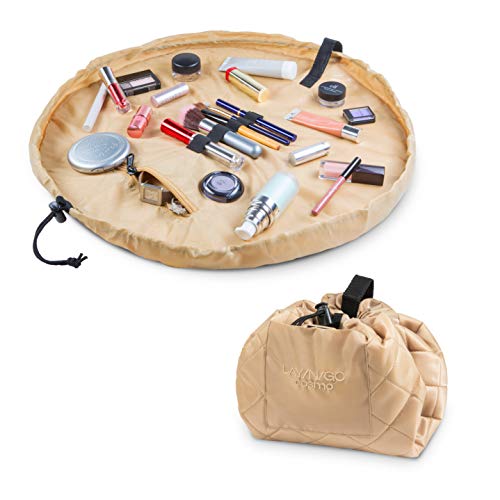 Lay-n-Go Drawstring Makeup Bag –- Travel Cosmetic Bag and Jewelry, Electronics, Toiletry Bag – Perfect Gift, Sand, 21 inch