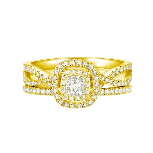 SISGEM Moissanite Engagement Ring Sets for Women, 1.0 Carats Center Moissanite Wedding Ring Set Twisted Curved Bridal Set Promise Ring for Her Solid 10K/14K/18K White Gold4