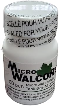 Microbial Rennet Tablets   80 Count | Coagulant for Cheese Making | 1 Tablet Sets 4L Milk | | Rhizomucor miehei | Made in Canada | Home & Artisan Cheese Making