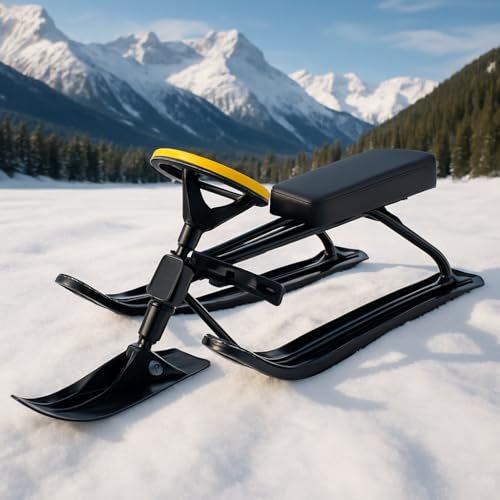 Snow Racer Sled with Steering Wheel & Brakes, Go-Kart Style