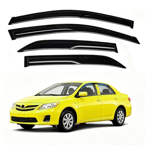 Image of Corolla Rain Guards - Window Visors for Toyota Corolla 2009-2013, Out-Channel Side Window Rain Guards for Corolla Accessories, 4PCS, Black, Car Accessories