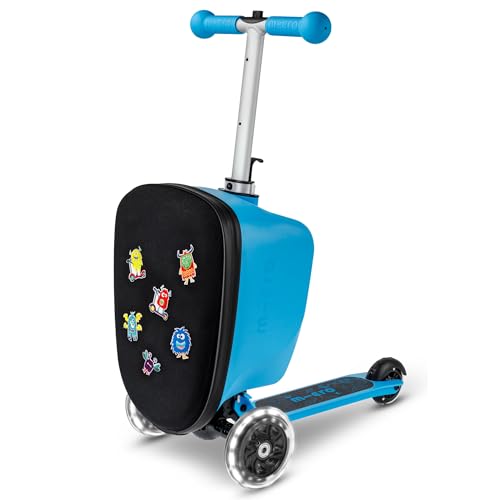 Micro Scooter | Mini LED Suitcase Scooter | 2 to 6 Years | Boys & Girls | 2-in-1 Cabin Luggage & Kids Scooter | 13-Litre Storage | Light Up LED Wheels | 50kg Weight Limit | Blue