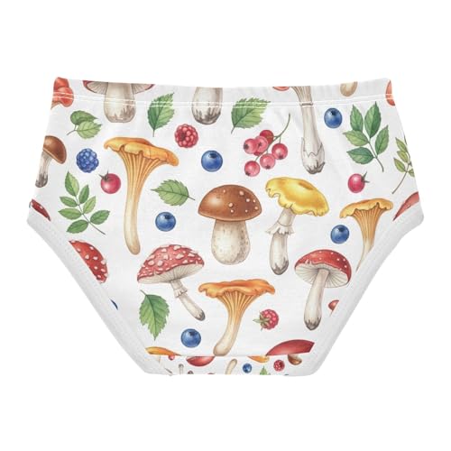 Toddler Briefs, Mushrooms Colorful Berries Girls' Cotton Brief Underwear, 2–8 Years2