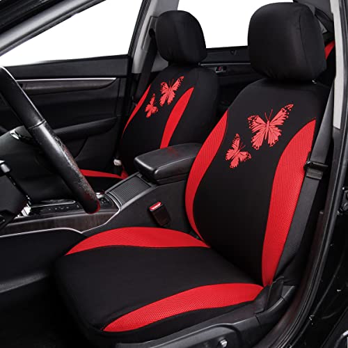 Flying Banner Butterfly car seat Covers ful Set Fashion Universal Lady Woman Female Rear Bench Split Colorized (Full Set, Red) by Flying Banner - Used condition - Image 3