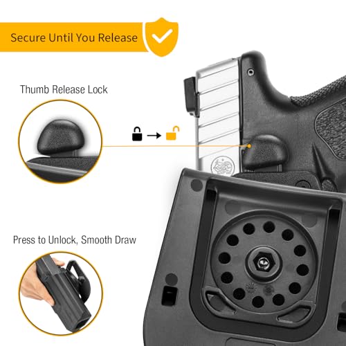 OWB Holster for M&P 9MM/.40 M2.0 & SD9 VE/SD40 VE, Thumb Release Paddle Holster, Red Dot Compatible, Right Hand