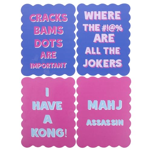 Supvox 4 Mahjong-Mischkarten für Profis und Liebhaber – Spielstein-Mischwerkzeug mit lustigen Sprüchen – Tragbarer Mischer für den Spieltisch