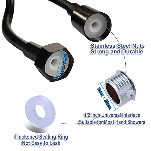 Schlauch für Bidet Sprayer,Badezimmer Federschlauch Flexibler Duschschlauch für Waschbecken,Verbindungsschlauch vom Typ Telefonleitung für WC Spritzpistole,Wasserhahn Spiralschlauch(3M Schwarz)