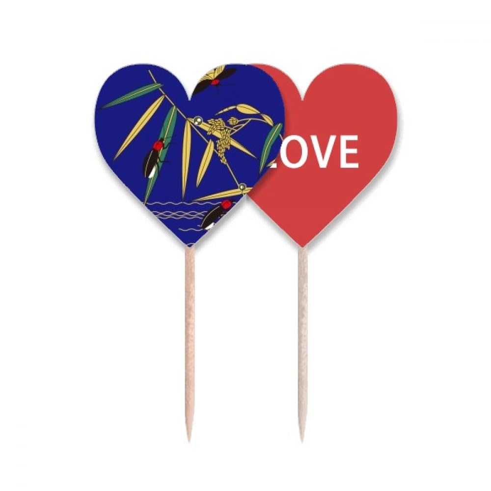 Peinture insecte japonais drapeau en cœur pour buffet de mariage chic