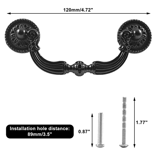 Kyuionty 4 Pack Bail Pull Handles 3.5 Inch Hole Center Antique Drop Drawer Pull Swing Cabinet Dresser Handles #TOP1