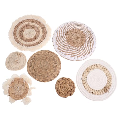Cestas de Ratán Decoración de Pared Bohemia Beige Circular 7 Pzs