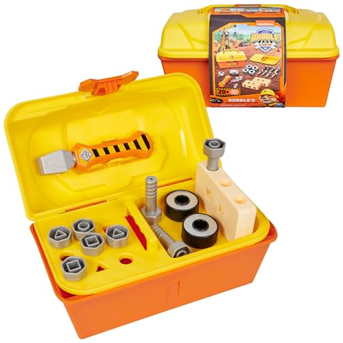 PAW Patrol - Rubble & Crew, Construction Toolbox, with 4 Piece Kids Tool Set and Building Toys, Pretend Play Kids Toys for Boys & Girls Ages 3 & Up