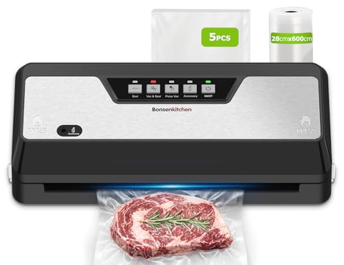 Bonsenkitchen Envasadora al Vacio 125W, Cortador Integrado, VS3019