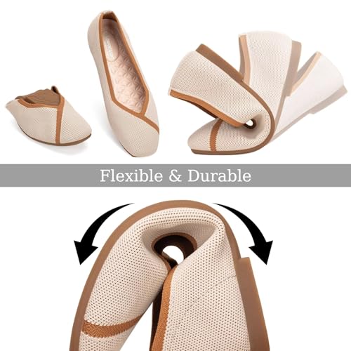 Image of Frank Mully Women Square Toe Flat Shoes Comfortable Knitted Flats