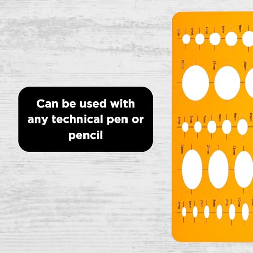 Ellipse Zeichenschablone - Ellipsenschablone Technisches Zeichnen - 20 30 40 50 60 Grad - Technische Zeichenschablone für Student Ingenieur Architekt Grafikdesigner - Schablone Ellipsen