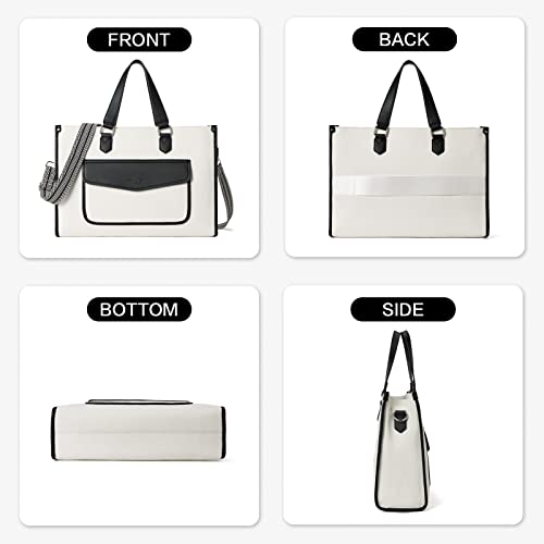 Bostanten Laptop Tote Bag For Women Canvas Work Bag Professional 15.6 Inch Briefcase Large Capacity Handbag Slim Business Office Purse #TOP5