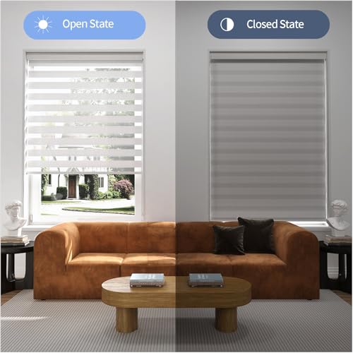 Zebra Blinds for Windows (36" W x 72" H, White) Zebra Roller Window Shades, Corded Dual Layer Light Filtering Privacy for Day and Night, Light Control and Protecting Privacy for Home and Office by sunmaintain - Used condition - Image 3