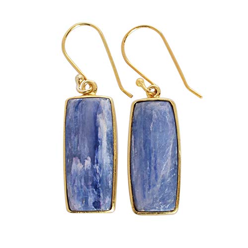 Pendientes de cianita azul natural FSJ-4551 para llevar el arte bohemio a tus looks diarios con elegancia