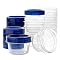 PLASTICPRO [4 oz 12 Pack] Twist Top Deli Containers Clear bottom With blue Top Twist on Lids Reusable, Stackable, Food Storage Freezer Container