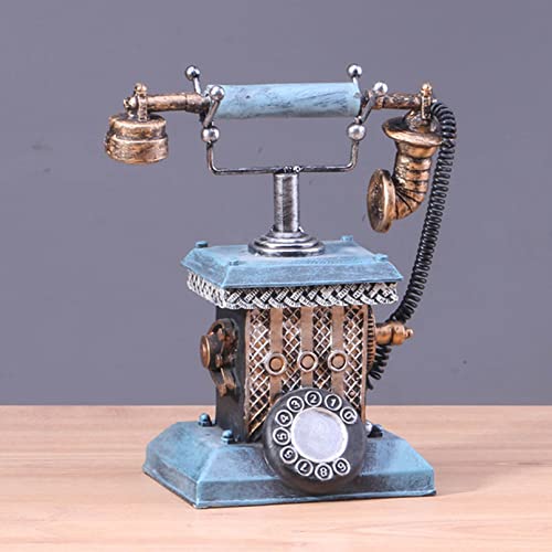 Téléphone fixe rétro bleu pour décoration de vitrine café et bar - 3