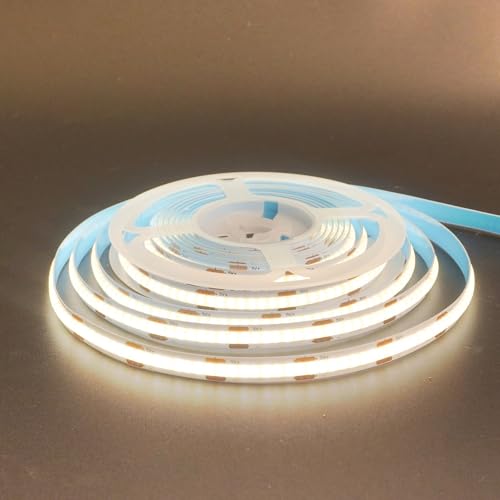 Image of 5V 8mm Width USB COB LED Strip Lights with Dimmable Switch,Natural White 4000K,320LEDs /M,8W /M,CRI90,6.56FT /2M,Electroplated Double-Sided Panel Light Strip,IP20,for Indoor Decoration