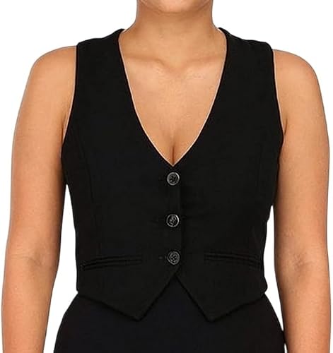 Missy Missi Ladies Cropped Waist Coat Black Large