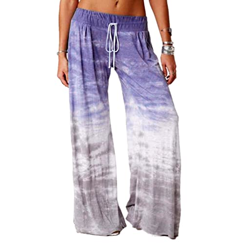Smidow Women's Dress Pants Wide Leg Pants For Women Casual Loose Comfy Tie Dye Drawstring Pant Gym Yoga Sport Long Trousers #TOP1